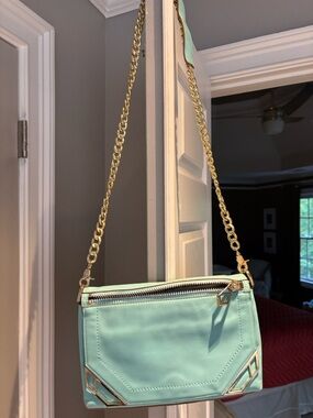 Botkier Teal Crossbody with Gold Chain Leather